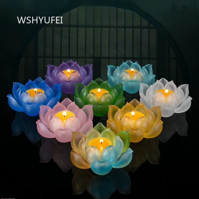 Glass Lotus Candlestick Househ - Candle Glass Supplies 评论和价格